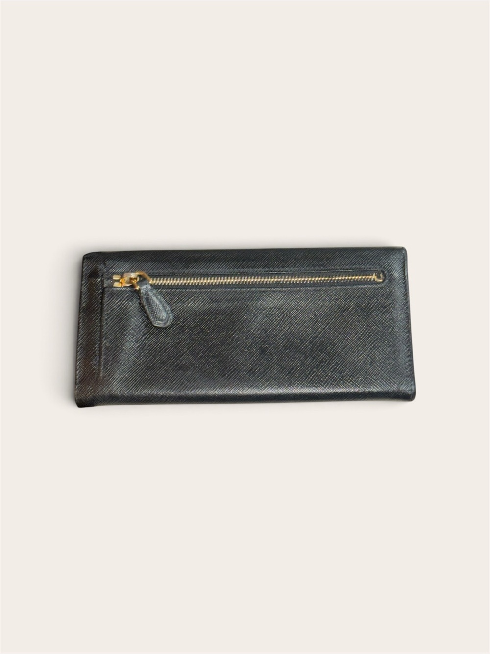 Prada Black Saffiano Leather Flap Continental Wallet with Gold Logo - Picture 2 of 4